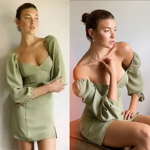 Aritizia Wilfred Puff-sleeve mini dress with slit sz 00